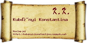 Kubányi Konstantina névjegykártya